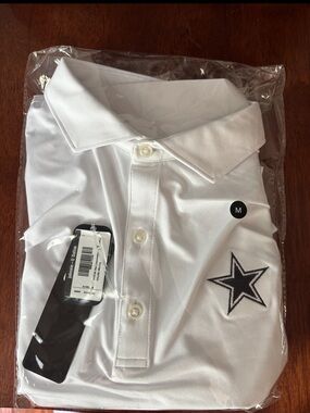Men's White Polo Shirt with Star Patch